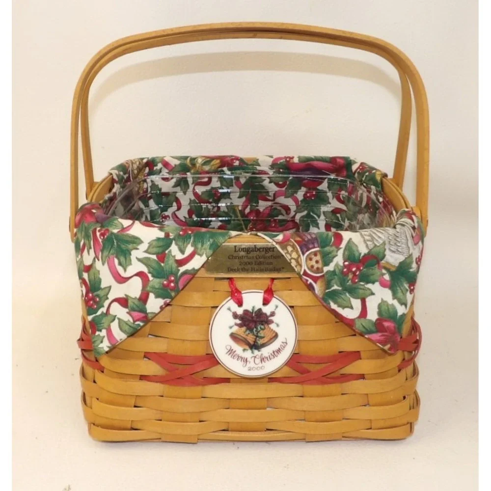 Longaberger 2000 Christmas Collection Deck the Halls Basket Liner Tie-On Liner